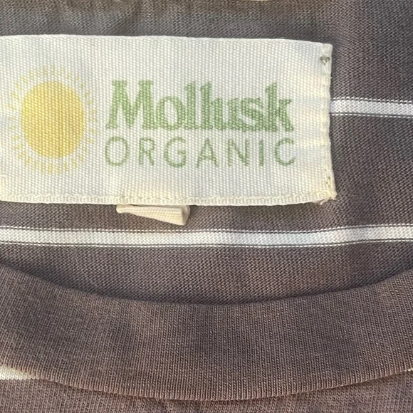 Mollusk Organic 100% Cotton Grey White Striped Pocket Tee – Men’s Large - Picture 3 of 7